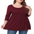 thumbnail image 1 of CHUANK Tunique à Col Rond pour Femmes Grande Taille, Blouse à Manches 3/4, T-Shirt Ample à Fleurs 0X-5X, 1 of 4