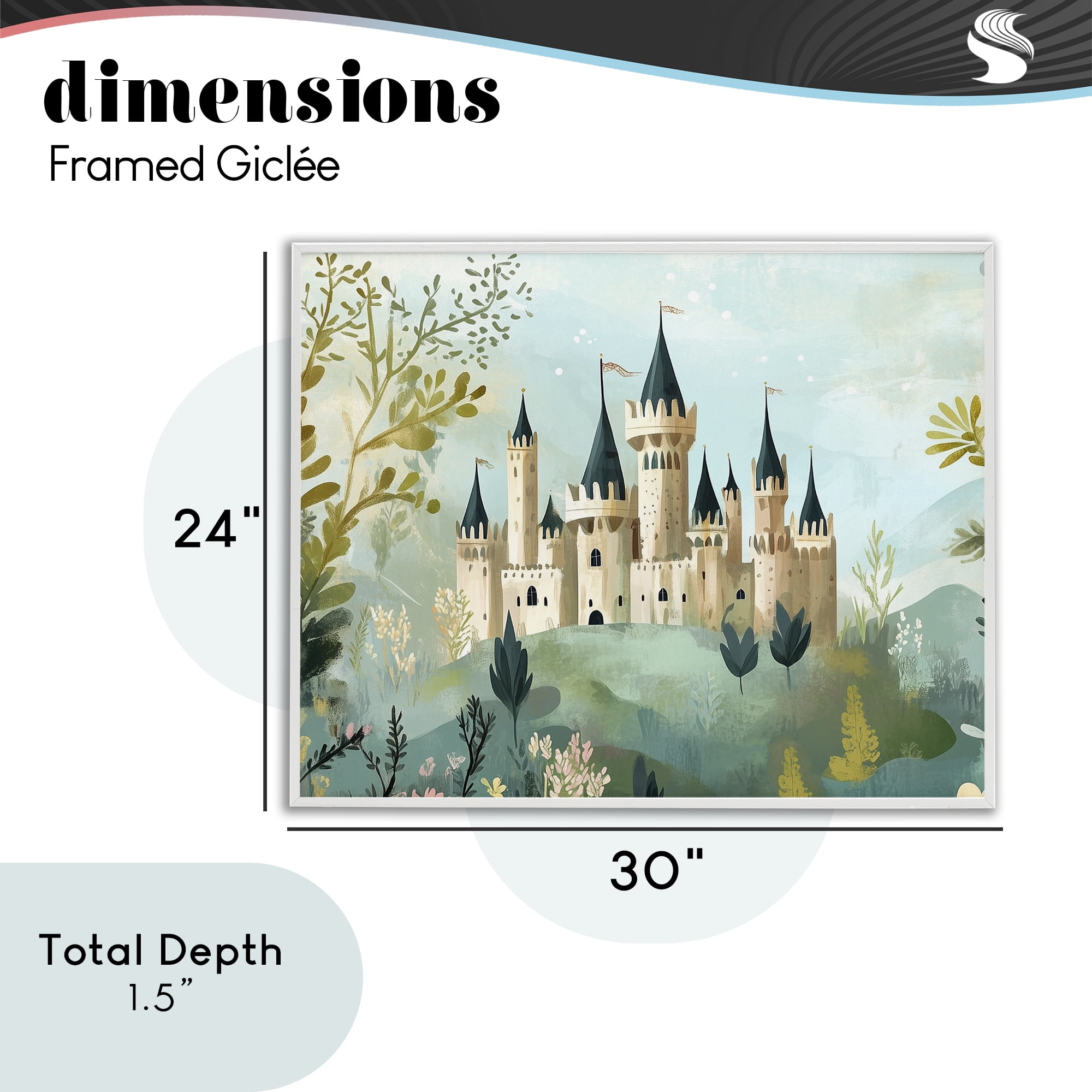 Stupell Industries Princess' Castle View White Framed Giclee Art, design by Christine Simpson Art