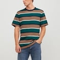 thumbnail image 3 of Striped T Shirts for Men 2026 Summer Casual Short Sleeve Crewneck Color Block Tee Shirt Streetwear, 3 of 5