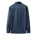 thumbnail image 4 of DPTALR Men Casual Buttons Slim Fit Turndown Solid Long Sleeve Blouse Shirt, 4 of 5