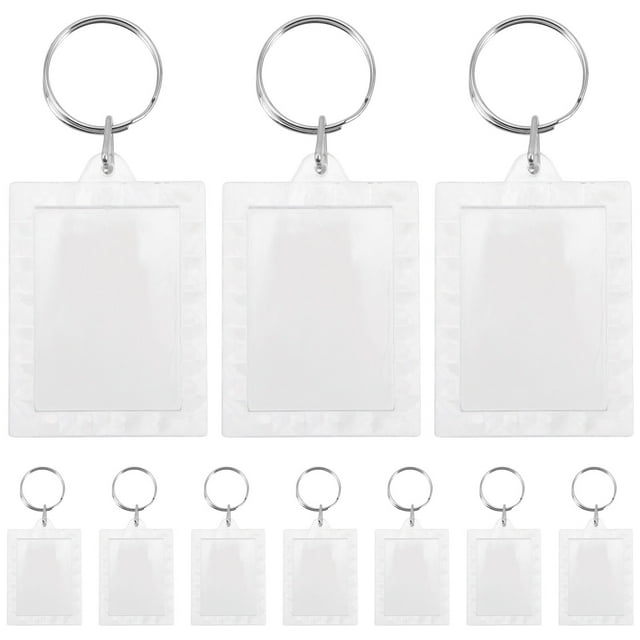 FRCOLOR photo keychain 10Pcs Clear Acrylic Blank Photo Picture Frame Key Chain Key Ring Fashion Accessory,3.35"X1.46"X0.2"
