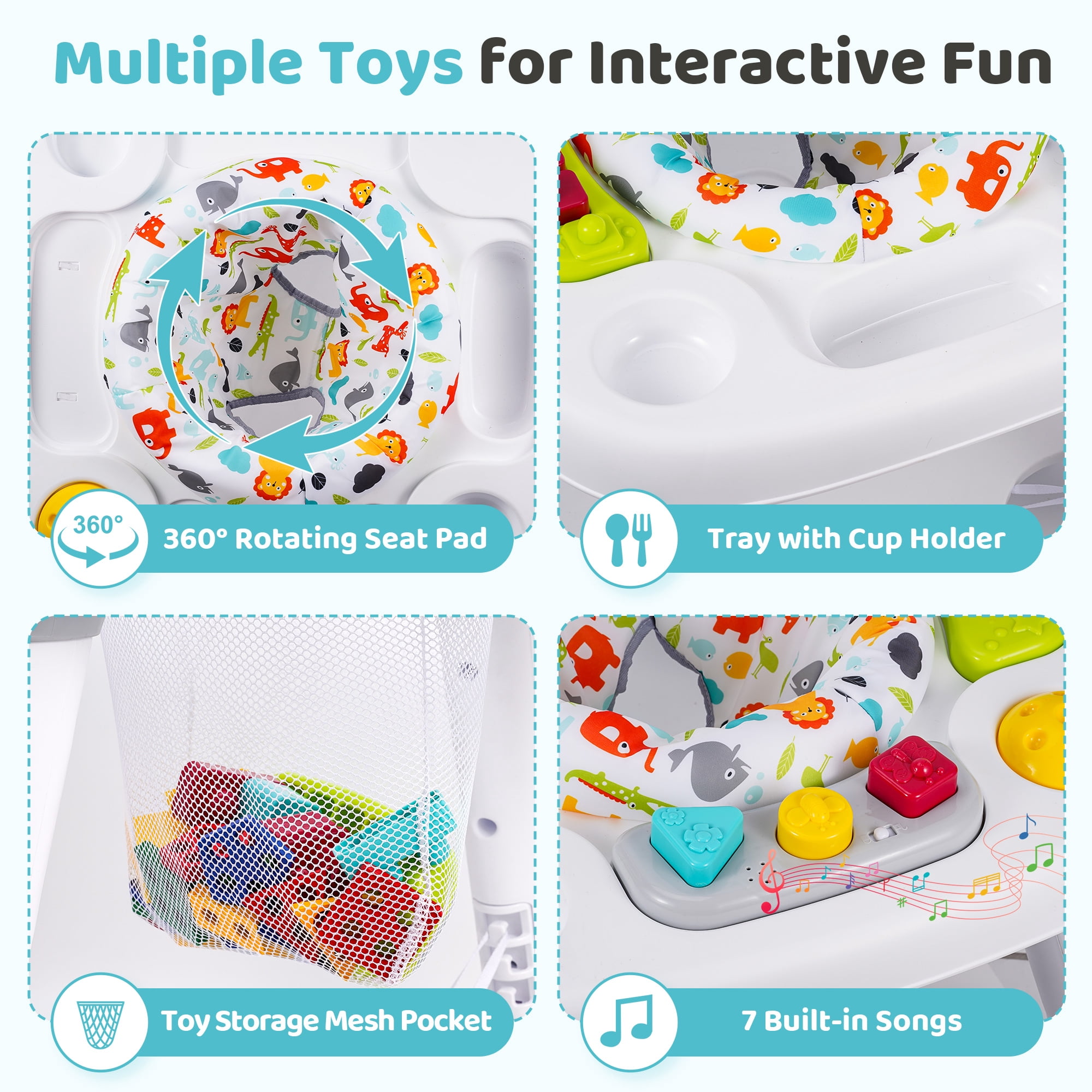 Babyeap 6-in-1 Baby Activity Center,Infant Activity Center Jumper with Detachable Toys and Music,6 Months +