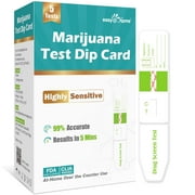 Easy@Home Marijuana Test Dip Card: Drug THC Urine Strips Kit for at Home Detox 50ng/mL Cutoff Level Over The Counter Use- Instant Testing Result in 5 Minutes - # EDTH-115 Pack of 5