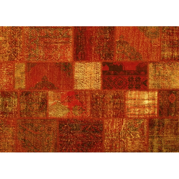 Ahgly Company Indoor Rectangle Patchwork Yellow Transitional Area Rugs, 7' x 9'