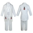 thumbnail image 3 of Baby Boy Teen Baptism Formal White Tail Suit Silver Gold Maria on Stole & Back Sm-20, 3 of 4