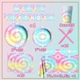 thumbnail image 6 of EP 142Pcs Tie Dye Birthday Party Decorations,Colorful Birthday Party Supplies Tableware Includes Tie Dye Plates and Napkins,Cups,Tablecloth,Happy birthday Banner, Serve 20, 6 of 7