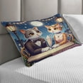 thumbnail image 2 of Ambesonne Cat Quilted Pillowcover, Romantic Date Night Funny Kitty, 36" x 20", Dark Blue Apricot, 2 of 2