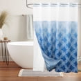 thumbnail image 2 of Dznils Cortina Shower sin Gancho con Forro a Presión, Cortina de Baño de Tela, Azul y Blanco, 72" x 74", 2 of 11