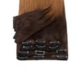 thumbnail image 6 of MY-LADY Ombre Clip in 100% Remy Human Hair Extensions 8Pcs Full Head Weft Highligh Hairpiece Long Straight #2T6 Dark Brown to Light Brown 16inch, 6 of 10