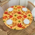 thumbnail image 3 of Autumn Leaves Fall Round Table Cover Waterproof Table Cloth Fitted Tablecloth Elastic Edged Fits Tables Up to 45"-50" Diameter, 3 of 6