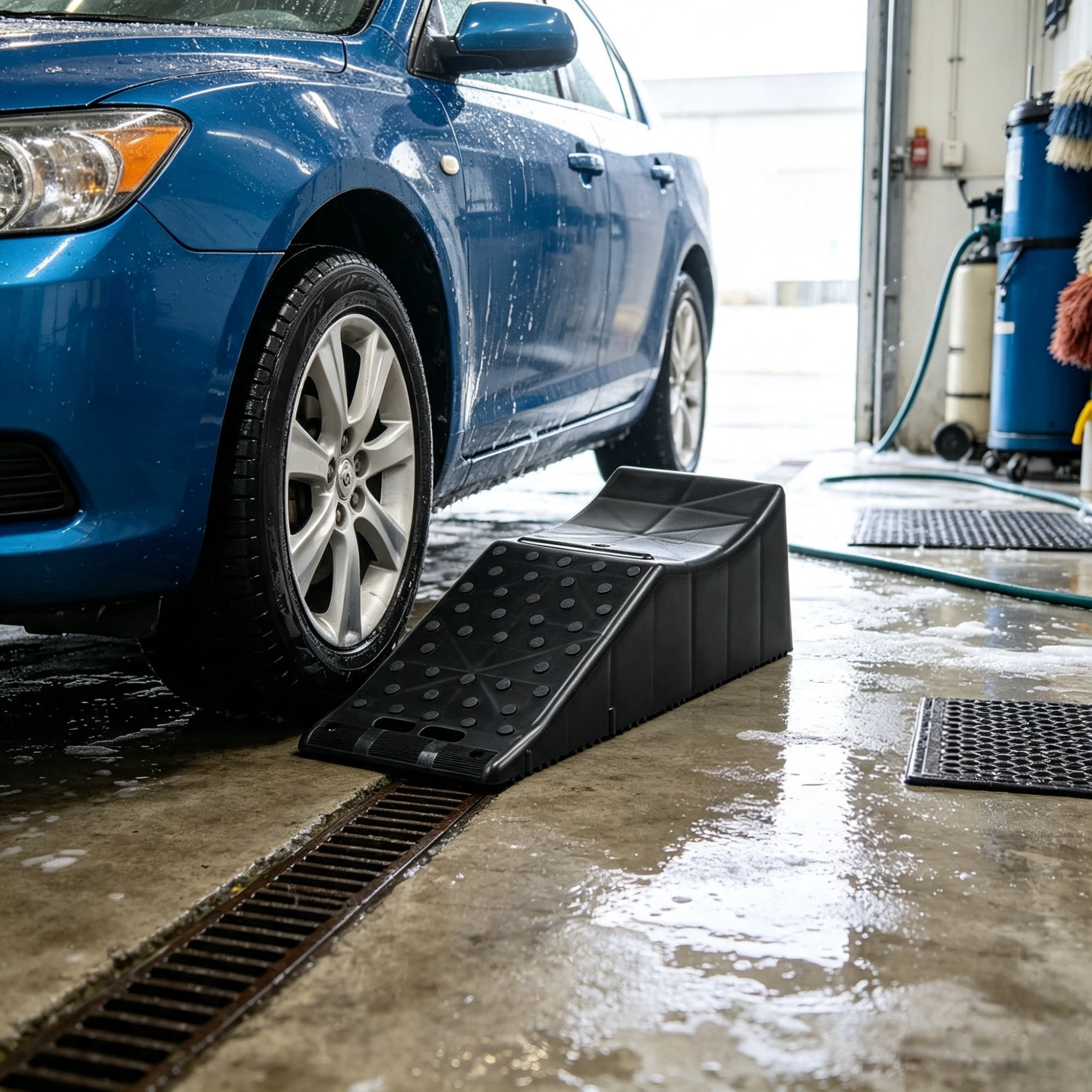 Single Auto Service Ramp (20000 lbs/9 Ton), 5.5" Elevation Vehicle Tire Ramp for Routine Maintenance