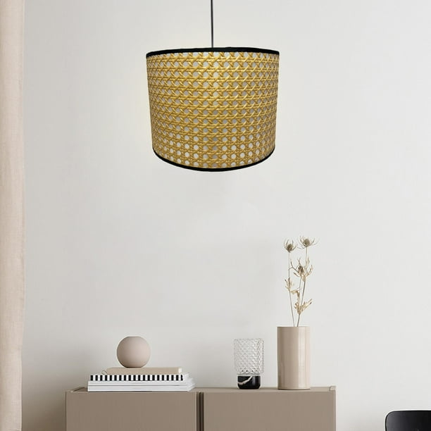 Pantalla de tambor, lámparas de mesa, jaula de luz colgante, pantalla de lámpara tejida clásica, pantalla Bohemia para decoración de isla de cocina y café de 30cmx20cm