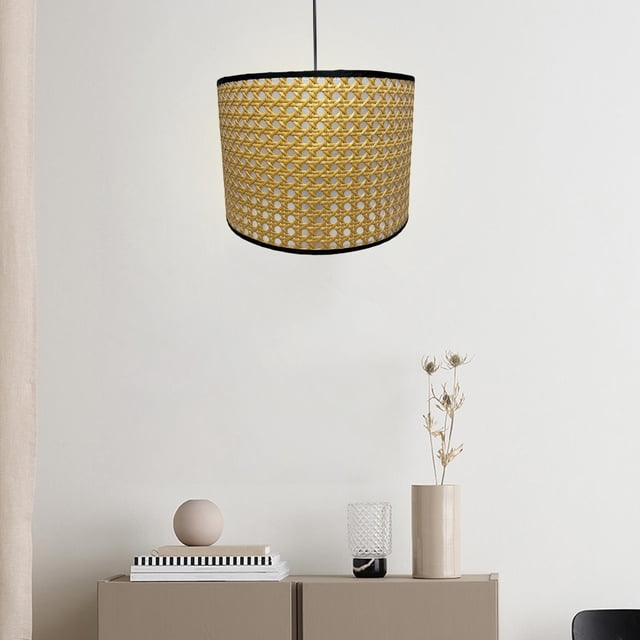 Pantalla de tambor, lámparas de mesa, jaula de luz colgante, pantalla de lámpara tejida clásica, pantalla Bohemia para decoración de isla de cocina y café de 30cmx20cm