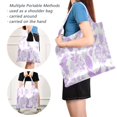 thumbnail image 4 of Foldable Reusable Tote Shoulder Bag - 18.1"x16.1" Grocery Bags Built-In Pouch & Card Slot for Travel, Shopping, Gifts Lilac Floral Motifs, 4 of 6