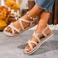 thumbnail image 6 of Slides for Women Womens Flat Sandals 6 City Classified Shoes Women Sandals Tan for Flat on with Arch Support Leather 6 Women's Everyday Wear Beige 9, 6 of 9