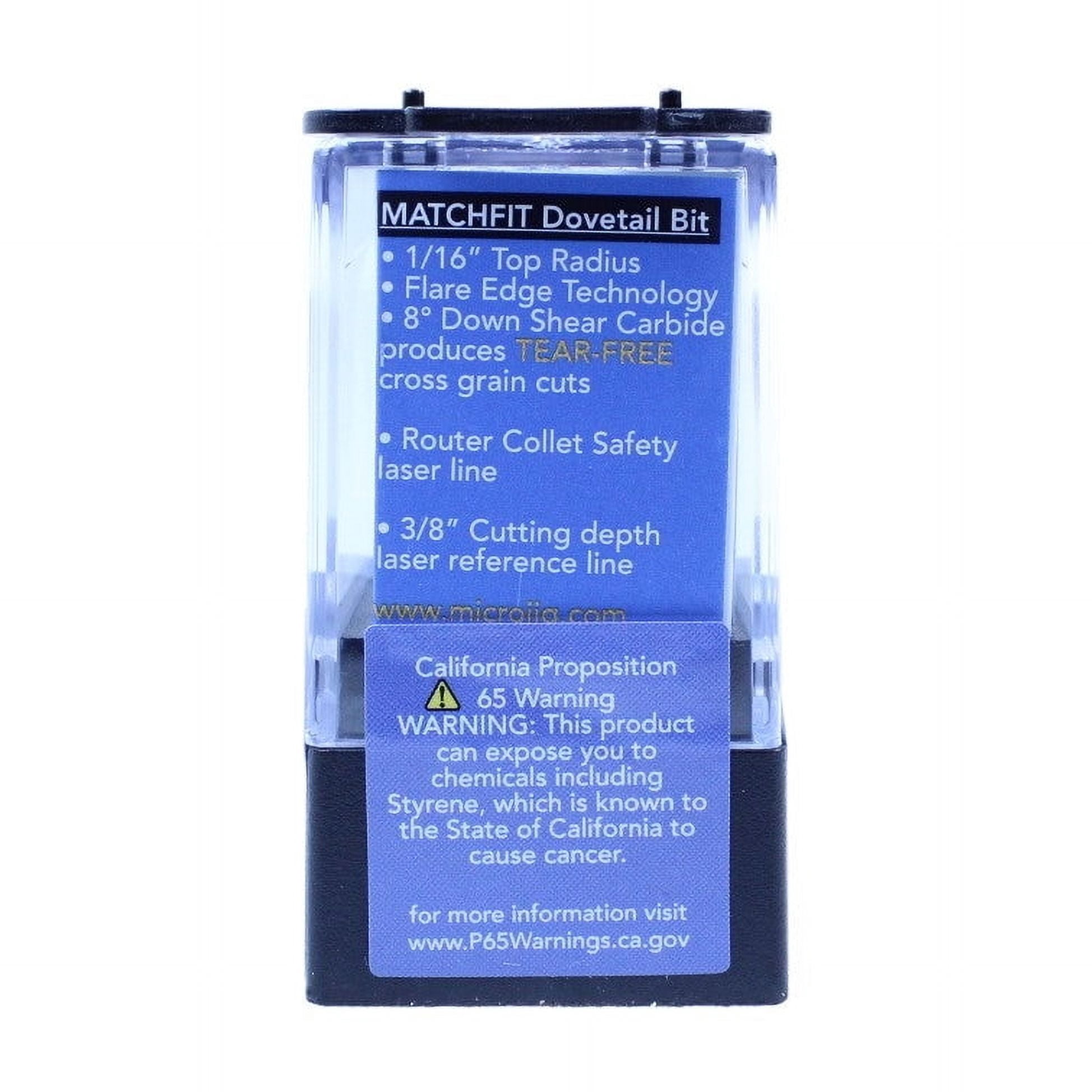 Micro Jig MATCHFIT Dovetail Router Bit For Dovetail Clamps, 14°, ½”