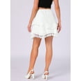 thumbnail image 3 of DARING DIVA Women's Ruffle Elastic High Waist Casual Tiered Flowy Mini Skirt XS White, 3 of 6