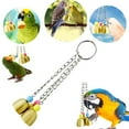 thumbnail image 3 of Flmtop Pet Bird Parrot Pigeon Hanging 3 Bell Chain Cage Stand Bite Playing Sound Toy Golden, 3 of 9