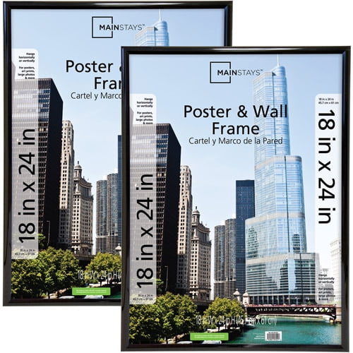 Mainstays 18x24 Trendsetter Poster & Picture Frame, Black, Set of 2