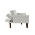 thumbnail image 5 of Convertible Sofa Bed, Linen Fabric Loveseat Couch With Three Adjustable Positions, Five Wooden Legs and Tufted Buttons, Upholstered Couch Bed for Small Space, Living Room, Office, Beige, 5 of 7