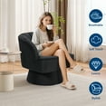 thumbnail image 2 of Sillón Giratorio 360° – Terciopelo – Marco de Madera – Respaldo Alto – Naranja y Negro – Sala, Dormitorio o Rincón de Lectura – Espacio Pequeño, 2 of 8