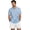 Blue Polynesian Tribal, variant on Sea Wave Frog Floral Print Men's Relaxed Fit Linen Shirt, Cuban Collar Short Sleeve Breathable Casual Summer Vacation Shirt, XX-Large