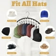 thumbnail image 6 of Aovky Hat Rack for Closet, Metal Hat Organizer for Baseball Caps 2 Pack Hat Hangers Holder with 10 Large Clips Baseball Cap Organizer for Closet Display Storage, Black, 6 of 7