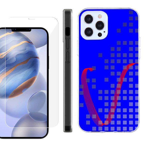 Slim Fit Protective Phone Case for Apple iPhone 12 / iPhone 12 Pro, with Tempered Glass Screen Protector, by OneToughShield ® - Victory