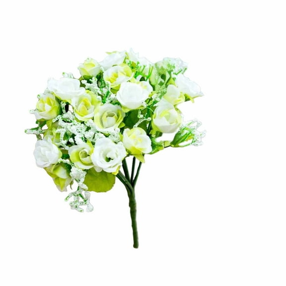 Beautynvta Artificial Rose Flowers, 7 Forks 21 Heads Fake Plastic Rose Flowers, Fauk Silk Rose Bouquet for Wedding Home Office Floral Arrangement Decor, White