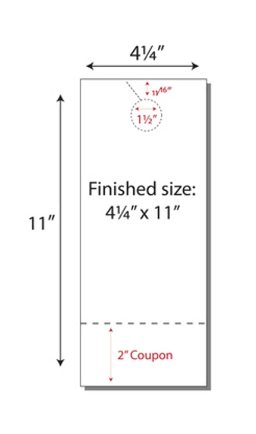 Door Hangers with Coupon, Print Ready, 4.25" x 11", 2-UP on 8.5" x 11" White 67-lb Vellum, Perforated for Separation, with 1.5" Hole - 250 Sheets