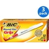 (3 pack) (3 Pack) BIC Round Stic Grip Xtra Comfort, Fine Point (0.8 mm), Red, 12-Count