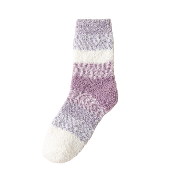 Fuzzy Socks for Women Fall Fashion Must Have Plush Casual Colorful Non-Slip Cozy Women Socks Purple