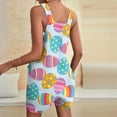 thumbnail image 3 of Kixjoy Rompers for Women Casual Easter Graphic Wide Leg Shorts Romper Sleeveless Soft Pleated Jumpsuits Loose Fit Trendy Beach Women's Rompers with Pockets, Yellow S, 3 of 6