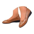 thumbnail image 2 of Women's Wedge Cut-Out Flats Breathable Soft Sole Slip-On Casual Summer Footwear Brown 42, 2 of 9