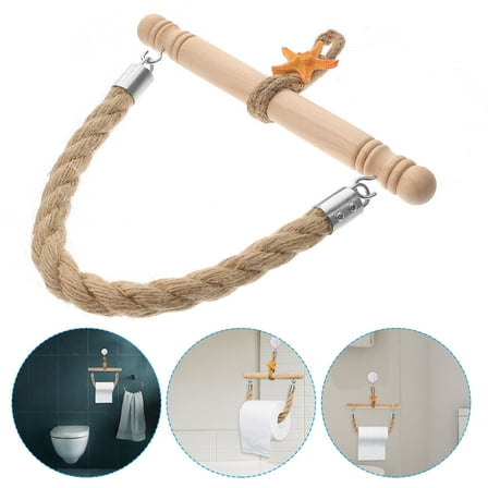 LEORX Coastal Bathroom Toilet Paper Holder Wood Light Brown Vintage 1Set