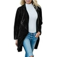 thumbnail image 2 of Jxximdong Women Blouses, Women's Solid Long Sleeve Velvet Jacket Open Front Cardigan Coat with Pockets Outerwear, Black Daily Dresses for Women, 2 of 6