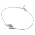 thumbnail image 2 of Clear Cubic Zirconia Evil Eye Chain Bracelet Rhodium Plated Sterling Silver, 2 of 3