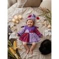 thumbnail image 4 of BemeyourBBs Baby Girl Halloween Outfit Baby Kids Baby Clown Costume Infant Ruffled Long Sleeve Patchwork Pompom Romper Dress and Pointed Hat Set, 4 of 9