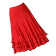 thumbnail image 5 of Ballroom Waltz Dance Swing Skirt Modern Tango Training Dress Costume Red C Red, 5 of 8