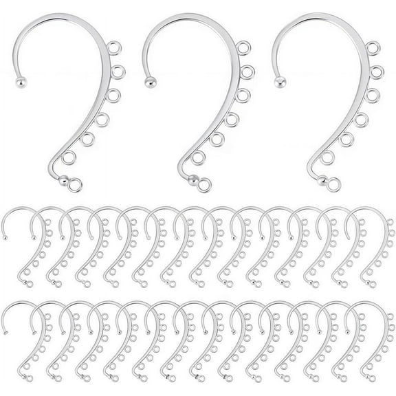 1 Box 1 Box 30Pcs Wrap Earring Findings Ear Cuffs Earrings Silver Earring Cuffs Bulk Clip-on Ear Cuff Earrings Ear Wraps for Jewelry Making Accessories DIY Dangle Earrings Crafts Women Adults