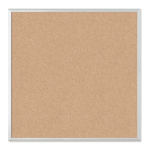U Brands Cork Bulletin Board, 36 X 36 Inches, Silver Aluminum Frame
