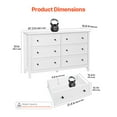 thumbnail image 6 of White Dresser for Bedroom, 6 Drawer Dresser with Wide Drawer and Metal Handles, Wood Dressers & Chests of Drawers for Hallway, Entryway, 6 of 25