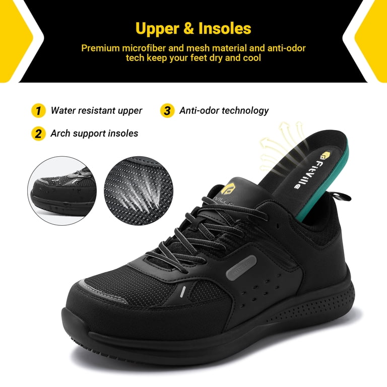 FitVille Mens Composite Toe Safety Shoes Wide Slip-Resistant 