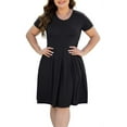 thumbnail image 4 of PCEAIIH Women's Plus Size Swing Dress with Pockets, Short Sleeve Casual Midi Dresses for Summer, 4 of 6