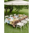 thumbnail image 4 of Outdoor Tablecloth with Umbrella Hole for Patio/Picnic/Party/Camping, Gnomes Sunflower Waterproof Table Cloth Rectangle Table Cover Washable, Elegant Pastoral Summer Botanical Wooden (60"x 120"), 4 of 8