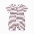 thumbnail image 4 of Baby Onesies Boy Baby Boy Stripe Romper Waffle Knit Short Sleeve Lapel Button Down Jumpsuit Bodysuit Newborn Summer Outfits, 4 of 4