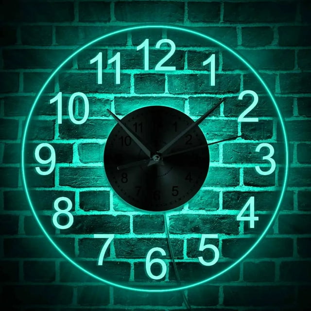 RV Reloj de pared con iluminación LED con números arábigos, reloj colgante de pared redondo acrílico decorativo Vintage, decoración del hogar, luz nocturna Sailing Electrónica