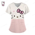 thumbnail image 2 of Camiseta de uniforme para mujer 2023, camisetas de Hello Kitty, uniforme de enfermera, bolsillo, Hello Kitty, cuello en V, ropa para mujer, tops, top de hospital, 2 of 5