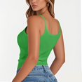 thumbnail image 5 of Women's Round Neck Slim Fit Sleeveless T-Shirt, Casual Solid Color Layering Top for Summer Basics,Green XL, 5 of 5