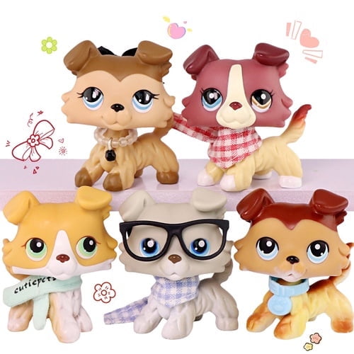 5pcs Mini Pet Toy Collie Dog #893 #1262 #272 #363 #58 with Cute Accessories